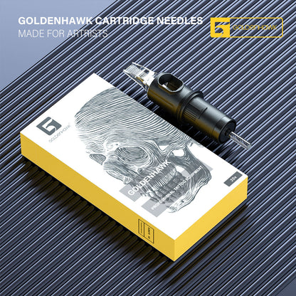 GOLDENHAWK Disposable Tattoo Cartridge Needles for Pen – Round & Flat, Box of 20