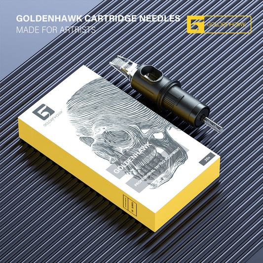 GOLDENHAWK Disposable Tattoo Cartridge Needles for Pen – Round & Flat, Box of 20