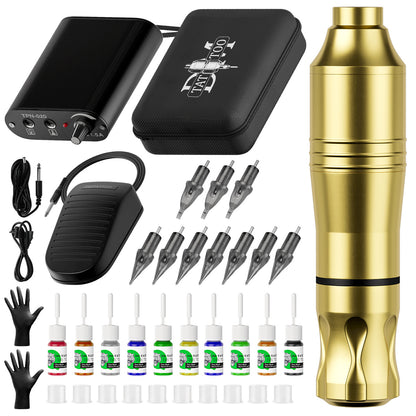 Complete Tattoo Pen Machine Kit – All-in-One Rotary Tattoo Set for Beginners
