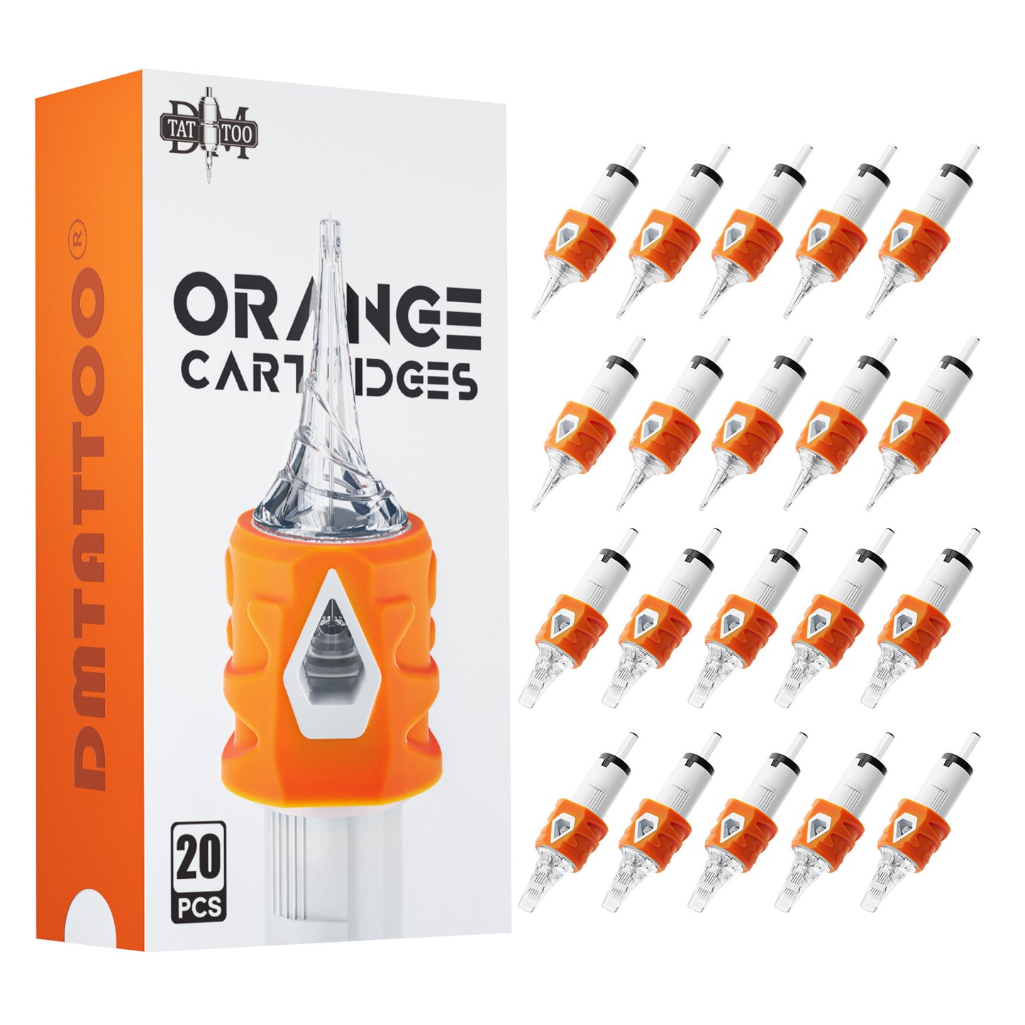 20pcs Orange Tattoo Cartridge Needles – Liner & Shader for PMU & SMP