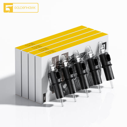 GOLDENHAWK Disposable Tattoo Cartridge Needles for Pen – Round & Flat, Box of 20
