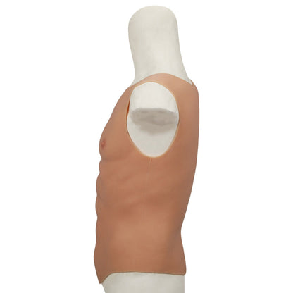 Round-Neck Silicone Muscle Chest Suit — S–L