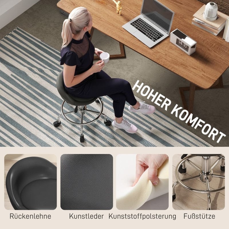 【EU】Tattoo Rollhocker höhenverstellbar mit Rückenlehne