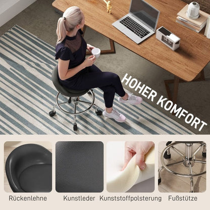 【EU】Tattoo Rollhocker höhenverstellbar mit Rückenlehne