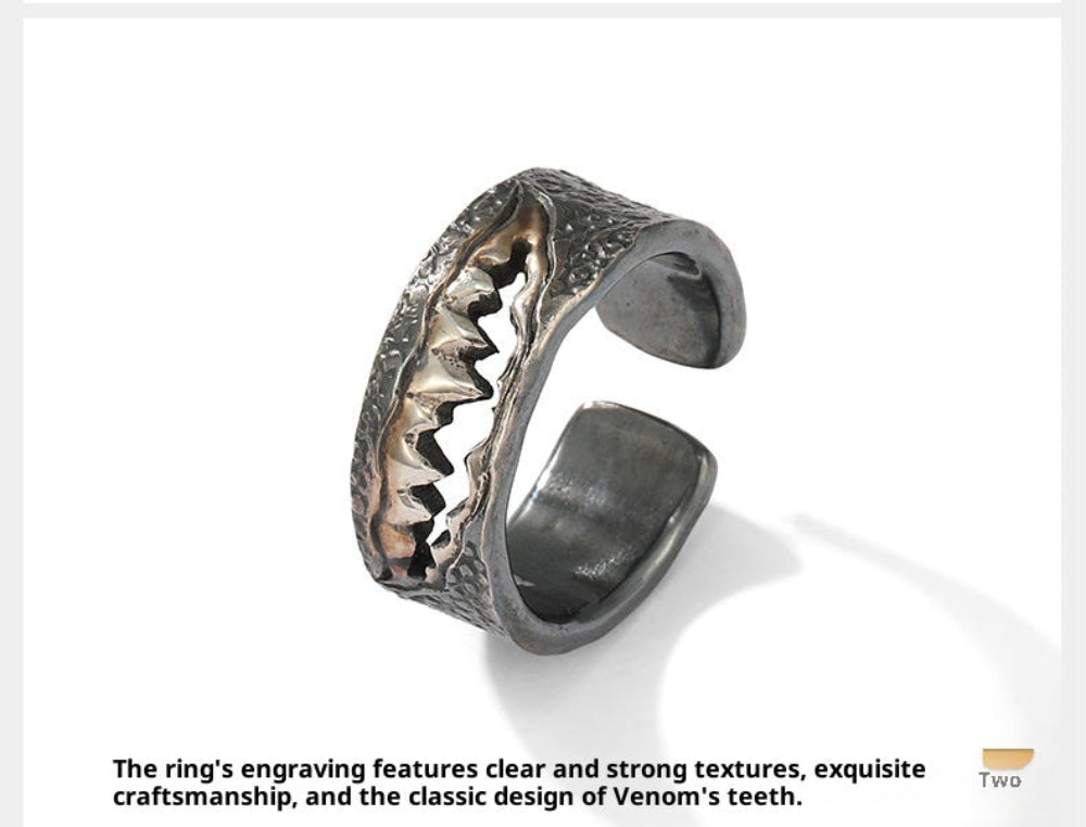 Venom PureSilver Plated Brass Adjustable Ring-- Handmade