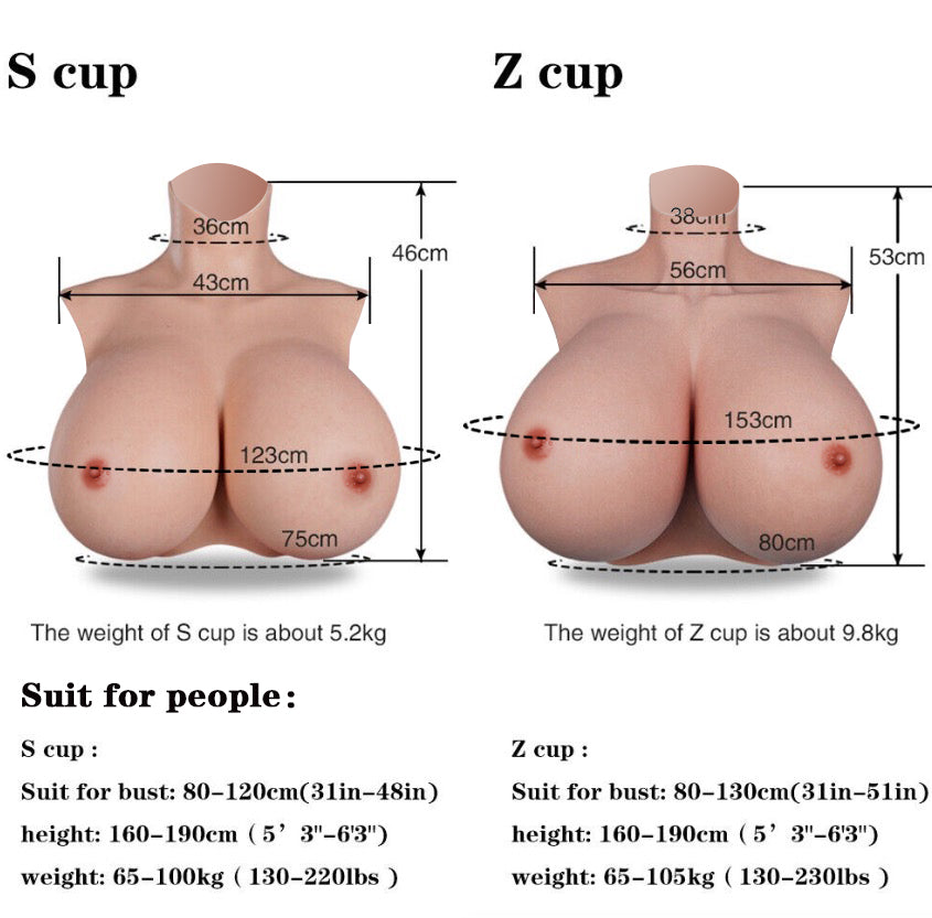 Extra-Large Silicone Breastplate — S & Z Cup, Lightweight Fill