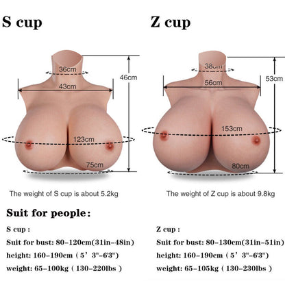 Extra-Large Silicone Breastplate — S & Z Cup, Lightweight Fill