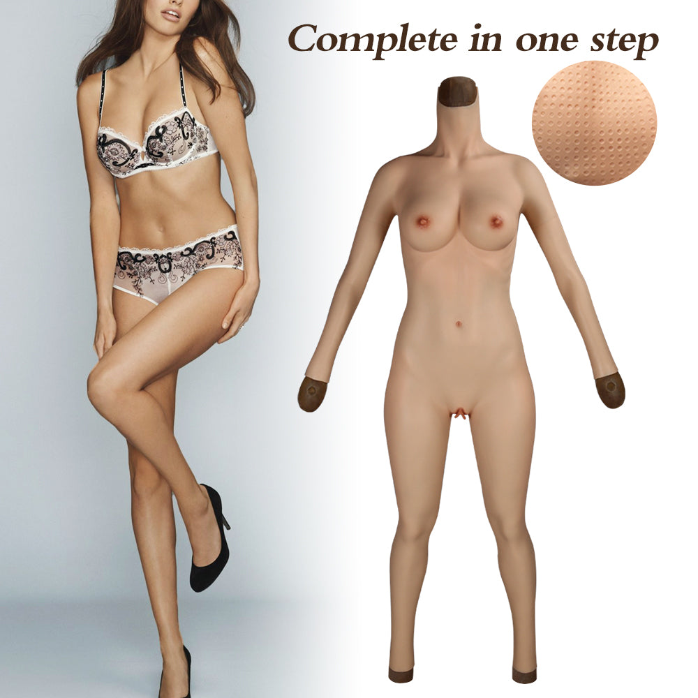 Full-Body Silicone Bodysuit with C or E Cup Breast Forms