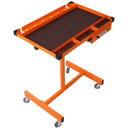 【USA】Adjustable Steel Tray with Drawer and Casters orange