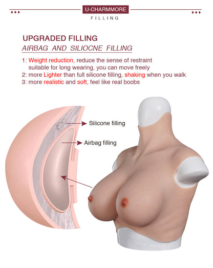 Oil-Free Silicone Breastplate with Air-Cushion Support — B–H Cup