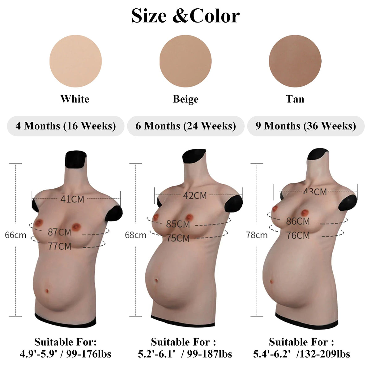 Realistic Silicone Pregnancy Belly & Breast Form — 4–9 Months