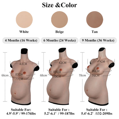 Realistic Silicone Pregnancy Belly & Breast Form — 4–9 Months