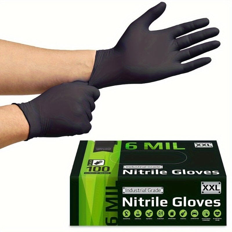 Black Disposable Nitrile Gloves for Tattoo Artists XXL Size