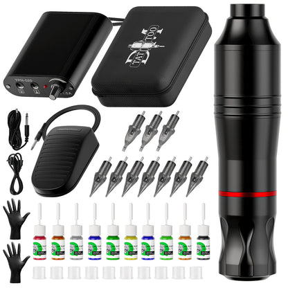 Complete Tattoo Pen Machine Kit – All-in-One Rotary Tattoo Set for Beginners