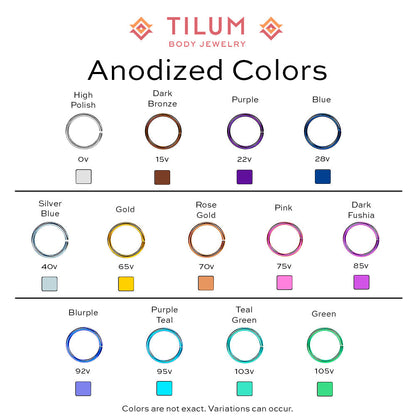 Tilum 18g-12g Internally Threaded Titanium Coffin Top - Price Per 1