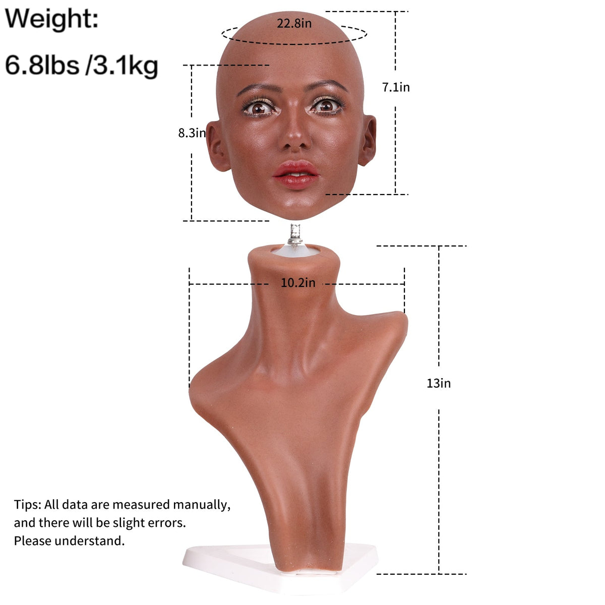 Realistic Female Silicone Head & Shoulder Display Mannequin