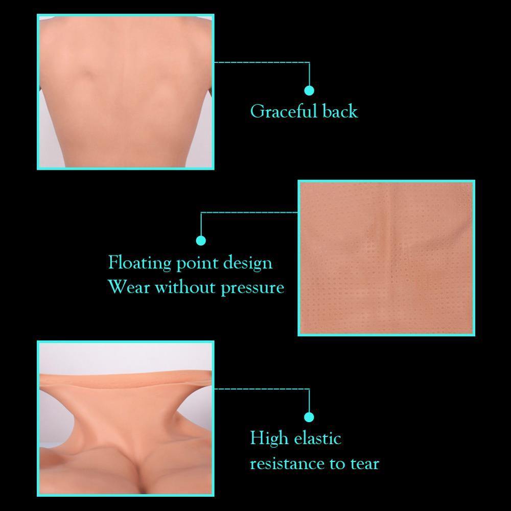 Realistic Silicone Muscle Suit with Sculpted Chest & Abs