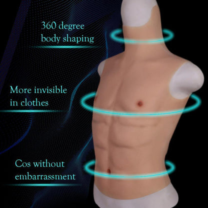 Realistic Silicone Muscle Suit with Sculpted Chest & Abs