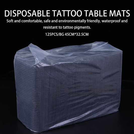 125PCS Disposable Nail Art Table Towels Mat 12.8" X 17.7" Waterproof 3 Ply Nail Art Mat Paper Sheet Clean Pads Tattooing Table Mat Nail Table Cover Tattoo Supplies (Black)
