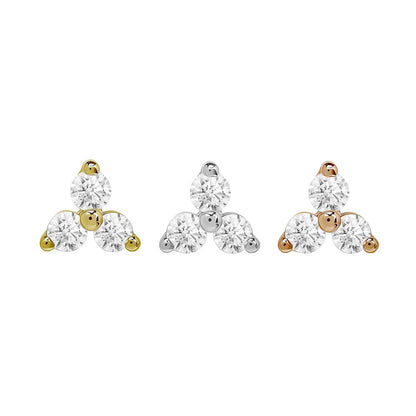 Tilum 14kt Trinity Jewel Threadless Top — Pick Gold Color — Price Per 1
