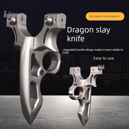 Full 404C Stainless Steel 3-in-1 Self-Defense Tool - Brass Knuckles, Kubotan, Slingshot