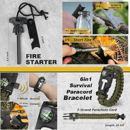 Outdoor Survival Gear and Emergency Equipment Kit, Cool Gadgets for Men, Camping Fishing