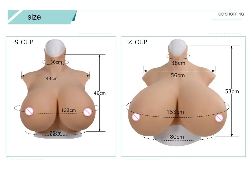 Extra-Large Silicone Breastplate — S & Z Cup, Lightweight Fill