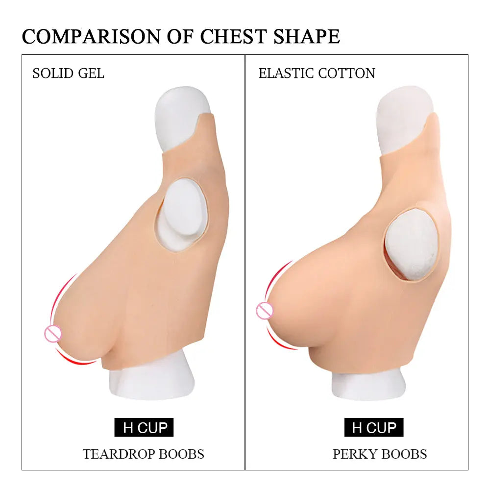 Oil-Free Drop-Shape Silicone Breastplate — B–H Cup