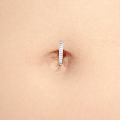 Tilum 14g Titanium Crescent Curve Jeweled Navel Clicker
