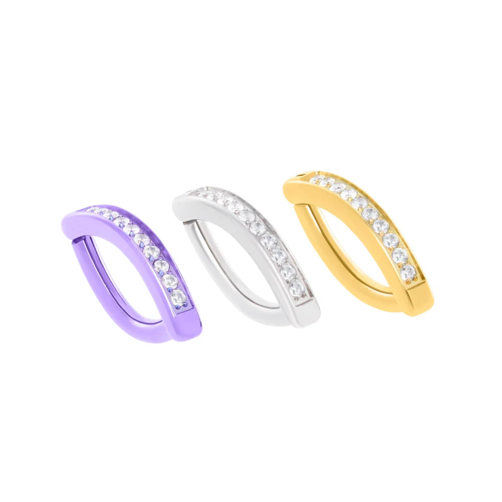 Tilum 14g Titanium Crescent Curve Jeweled Navel Clicker
