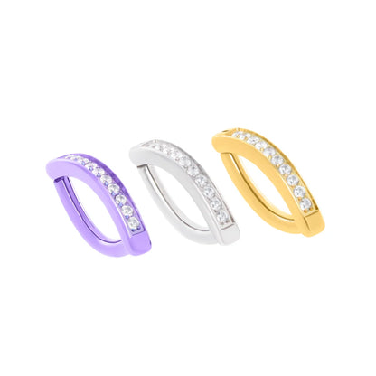 Tilum 14g Titanium Crescent Curve Jeweled Navel Clicker