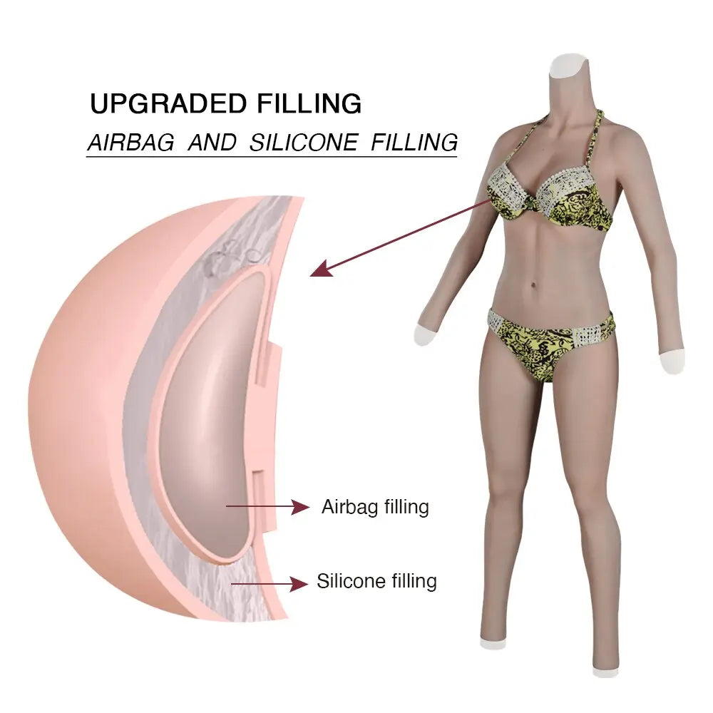 Premium Full-Body Silicone Bodysuit with Breast Forms