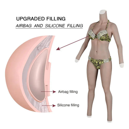 Premium Full-Body Silicone Bodysuit with Breast Forms