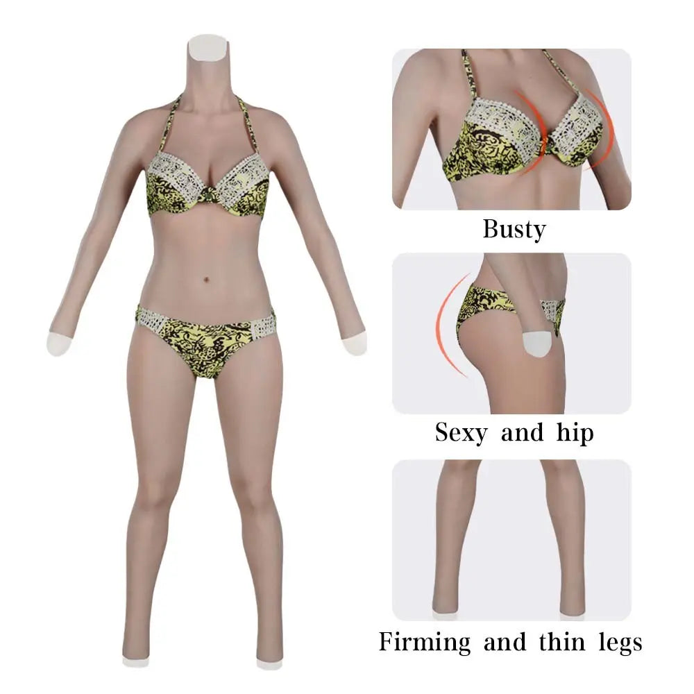 Premium Full-Body Silicone Bodysuit with Breast Forms