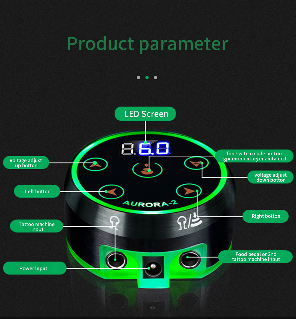 Aurora II LCD Touch Tattoo Power Supply – 3.4A High Output with 1-Year Warranty