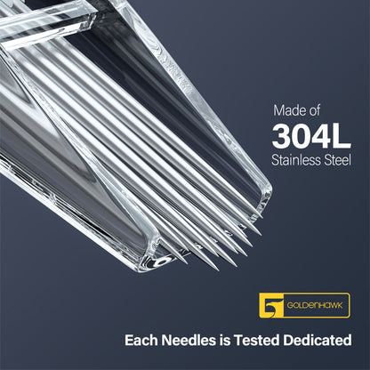 GOLDENHAWK Disposable Tattoo Cartridge Needles for Pen – Round & Flat, Box of 20