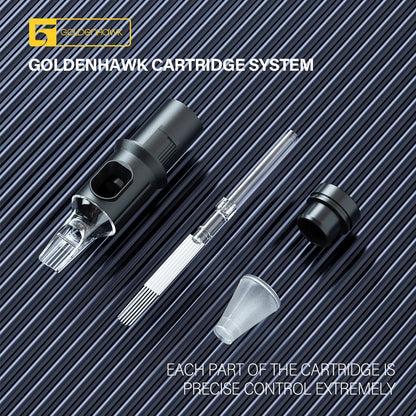 GOLDENHAWK Disposable Tattoo Cartridge Needles for Pen – Round & Flat, Box of 20