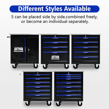 【USA】4-Drawer Steel Rolling Trolley with Locking Casters