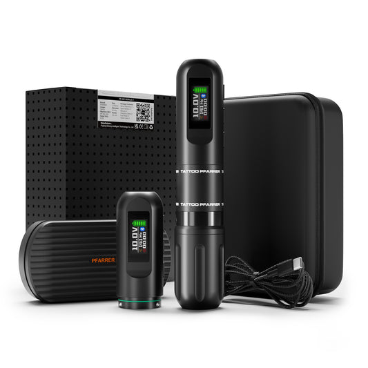 Wireless Tattoo Pen Machine – Dual Battery Rechargeable All-in-One Tattoo Gun with Bluetooth Foot Pedal