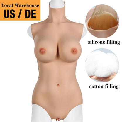 Full-Body Silicone Bodysuit with Breast Forms