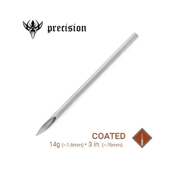 14g Sterilized 3" Coated Piercing Needles - Box of 100