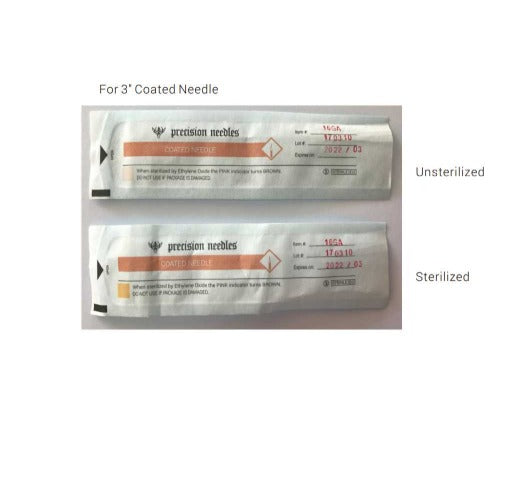 16g Sterilized 3" Coated Piercing Needles — Box of 100