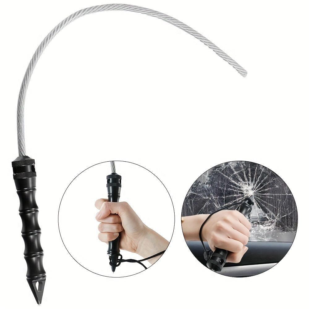 EDC Glass Breaker Wire Whip Tool with Spike Tip