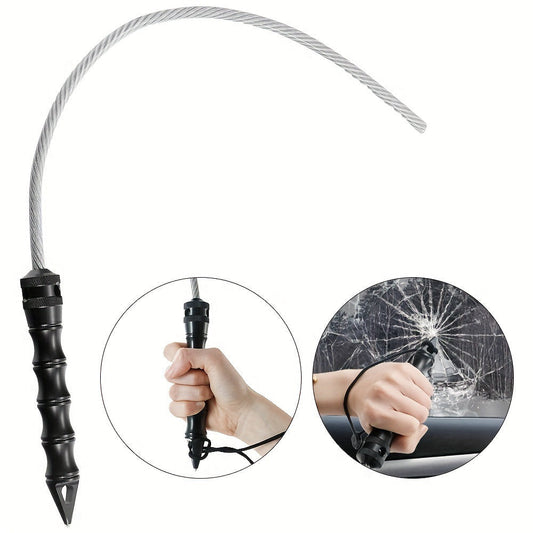 EDC Glass Breaker Wire Whip Tool with Spike Tip