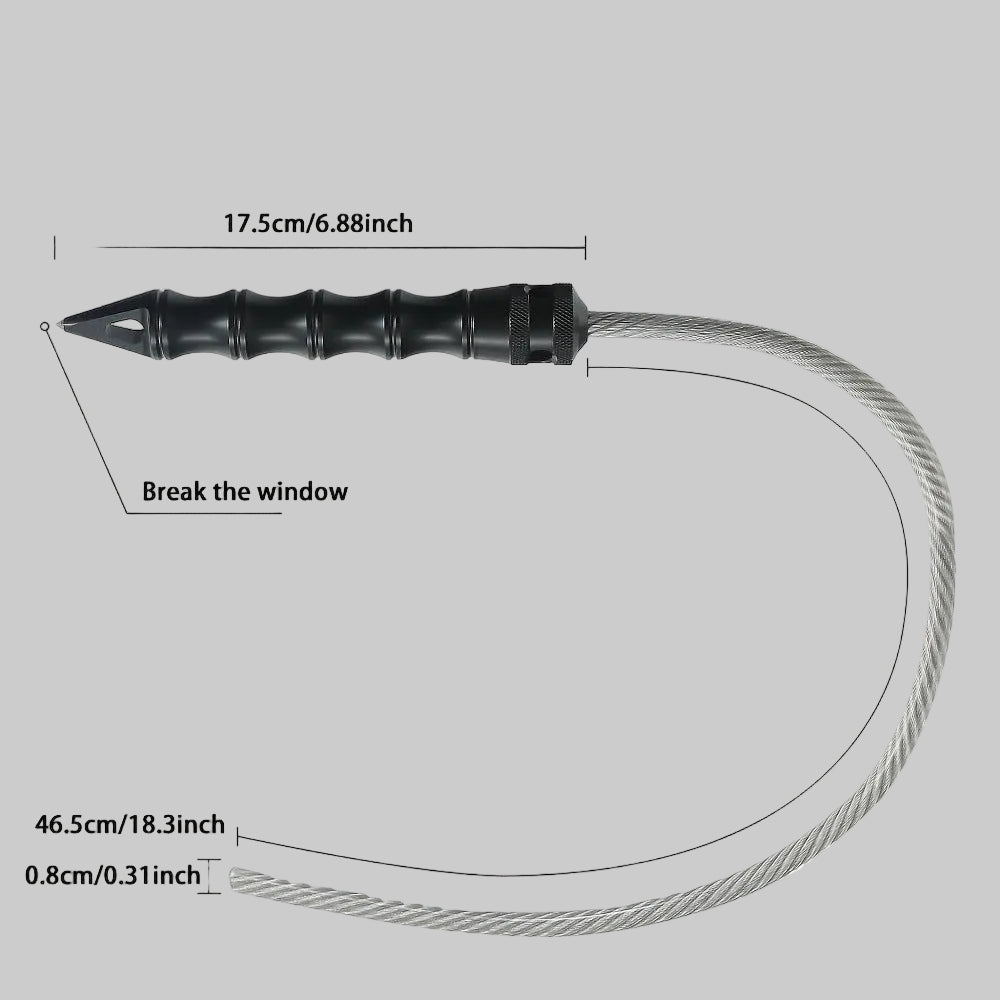 EDC Glass Breaker Wire Whip Tool with Spike Tip