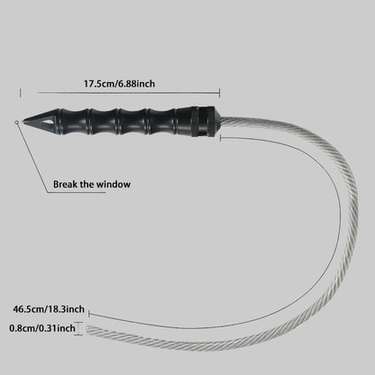 EDC Glass Breaker Wire Whip Tool with Spike Tip