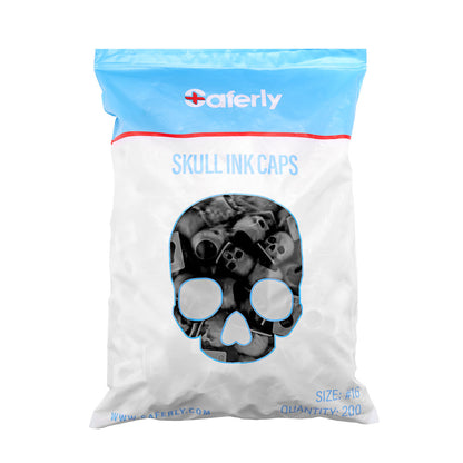 Saferly Skull Silicone Ink Caps —Size #16 (Large) — Bag of 200  — Pick Color