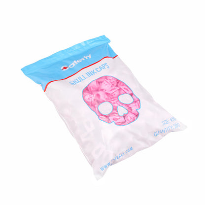 Saferly Skull Silicone Ink Caps —Size #16 (Large) — Bag of 200  — Pick Color