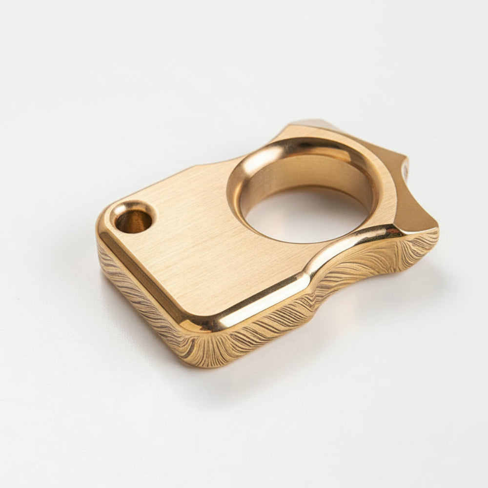 Men’s Solid H59 Brass EDC Ring Tool – CNC Brushed Finish, Compact Design