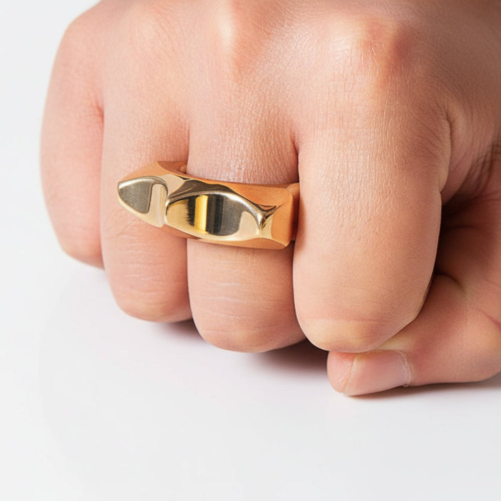 Men’s Solid H59 Brass EDC Ring Tool – CNC Brushed Finish, Compact Design